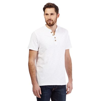 Mantaray Big and tall white textured y neck t-shirt
